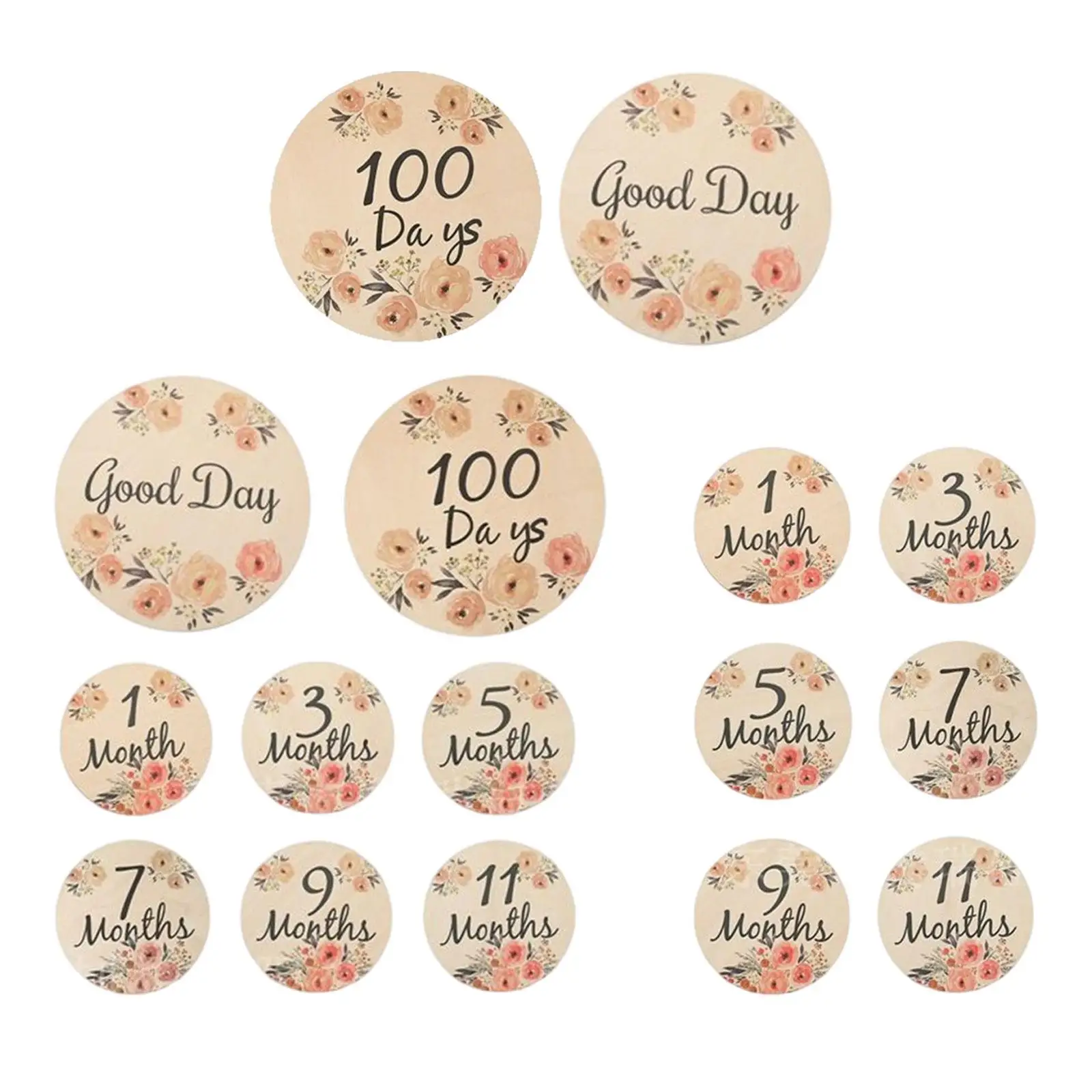 Baby Milestone Cards Wooden Monthly Cards Newborn Photography Props for Keepsakes