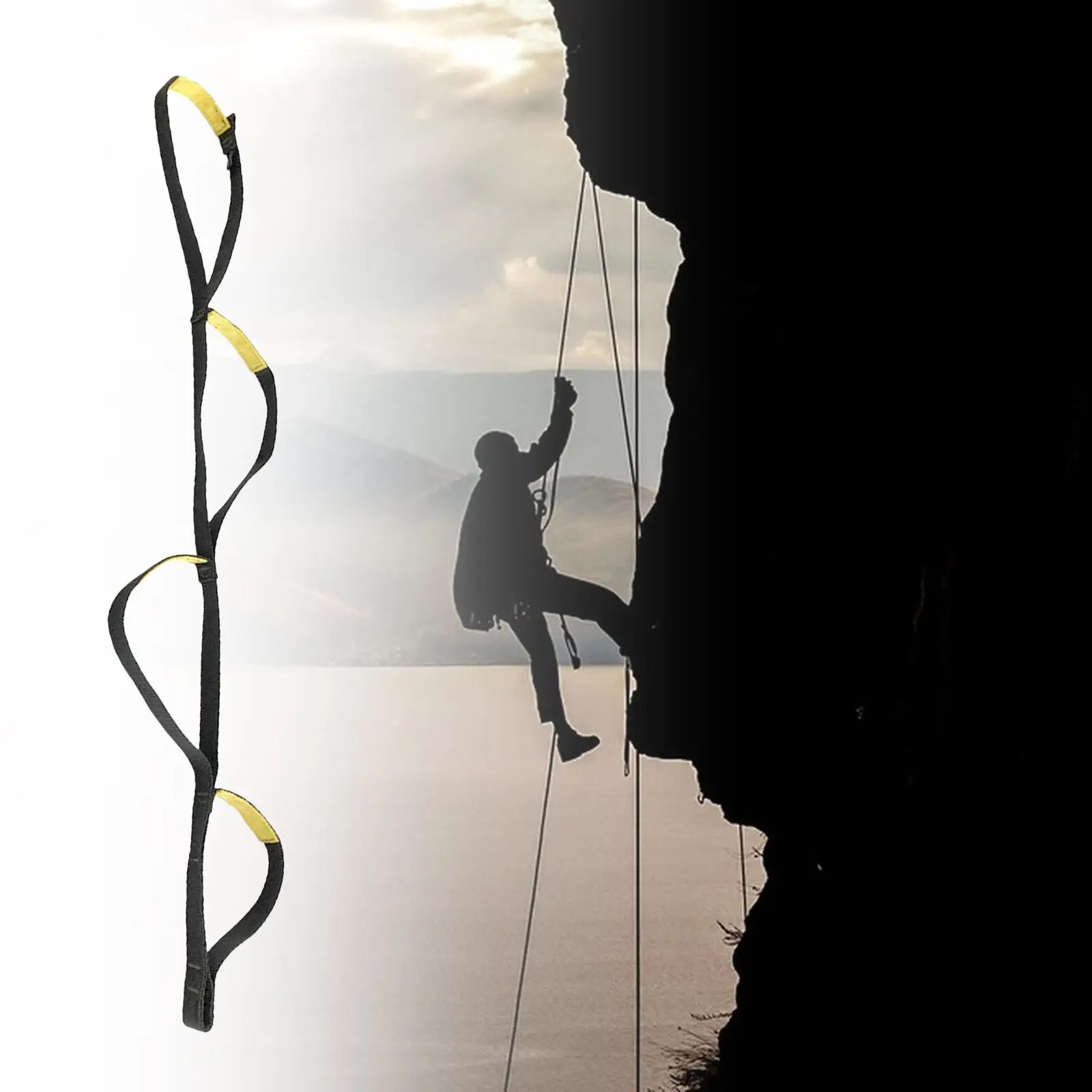 Lightweight Webbing Strap Ladder Rappelling Gear Equipment 4 Step 110cm Climbing