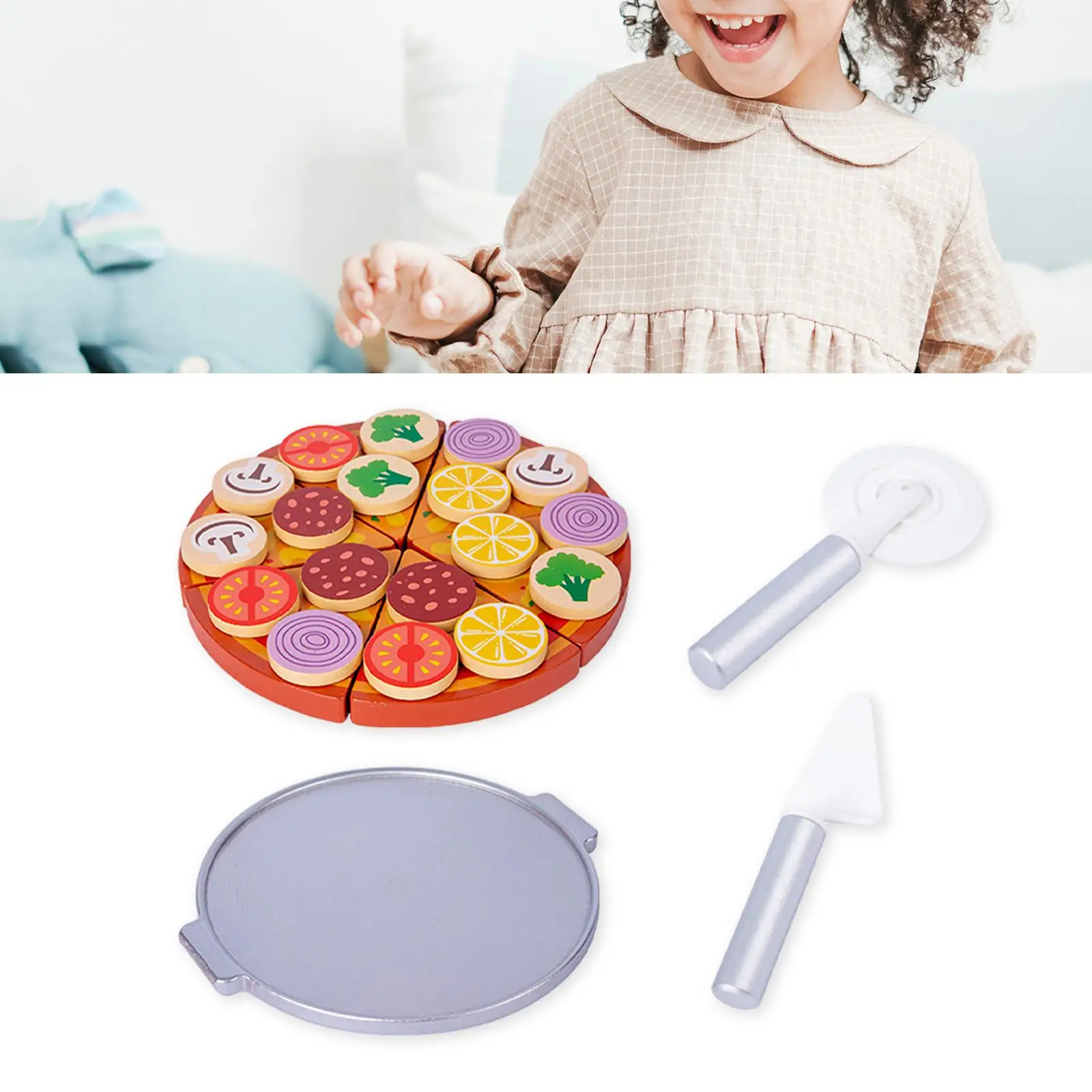 Cutting Play Food Toy for Kitchen Set Wood Kids Cut Play Food Set for Thanksgiving Present New Years Ages 3+ Christmas