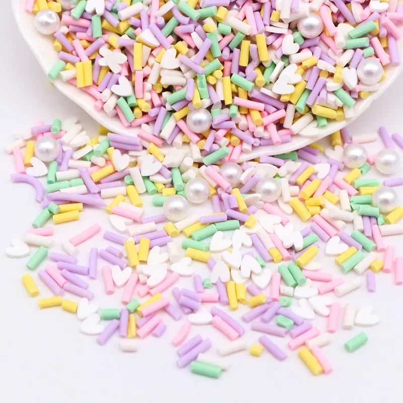Süßigkeiten-Polymer-Ton-Scheiben, 1 mm, dünn, lang, zylindrisch, heiße Ton-Streusel für Schleim, DIY-Handwerk, winziges Kunststoff-Ton-Zubehör – Detail 4
