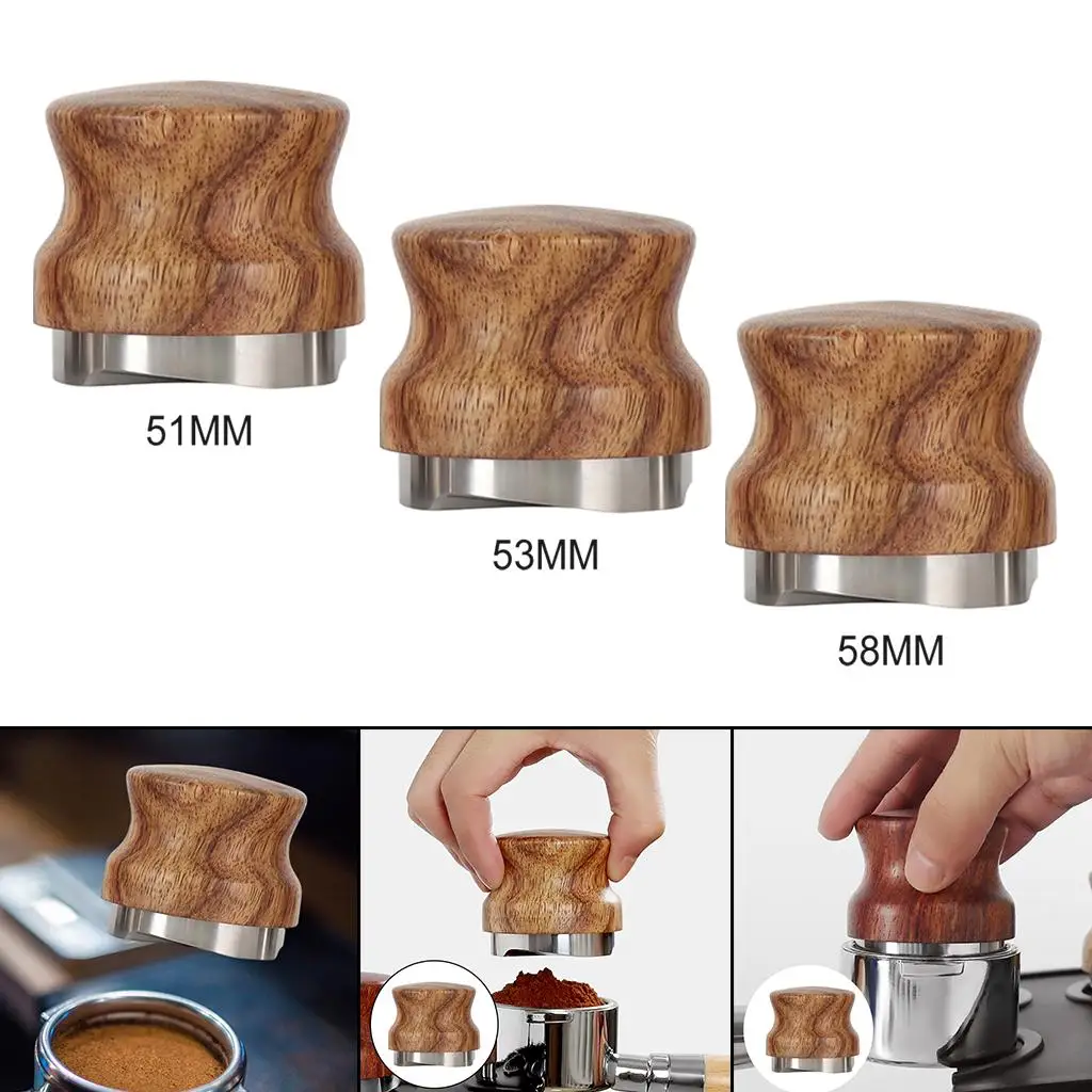 Stainless Steel Coffee Grind Distributor Espresso Tamper Distribution Tool for Leveling Coffee Powder Rustproof Wood Handle