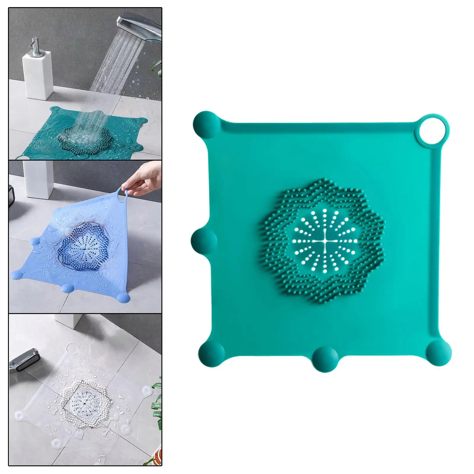 Shower Drain Catcher with Suction Cup Reusable Easy to Clean Floor Drain Cover Strainer Stopper for Bathroom Kitchen Sink