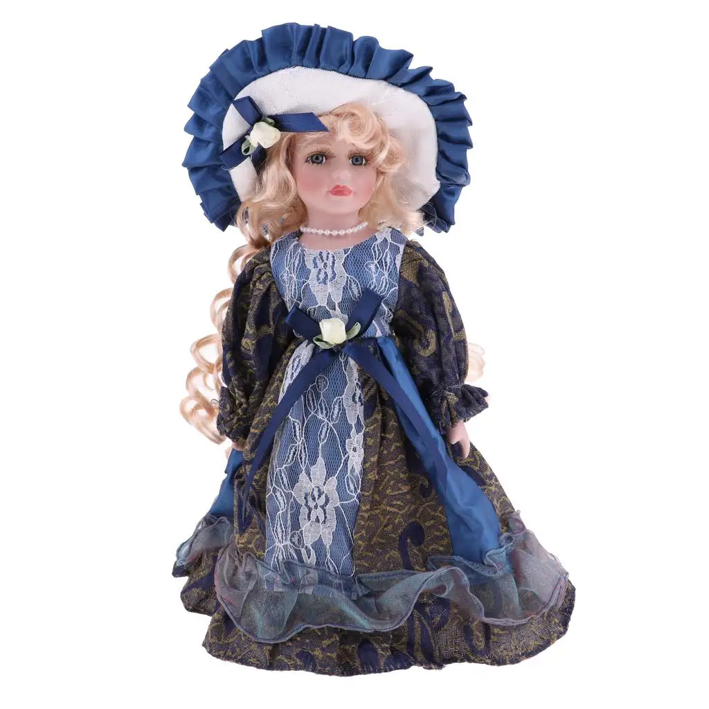 12 Inch Elegant Porcelain   Doll Standing Ceramic Woman Lady