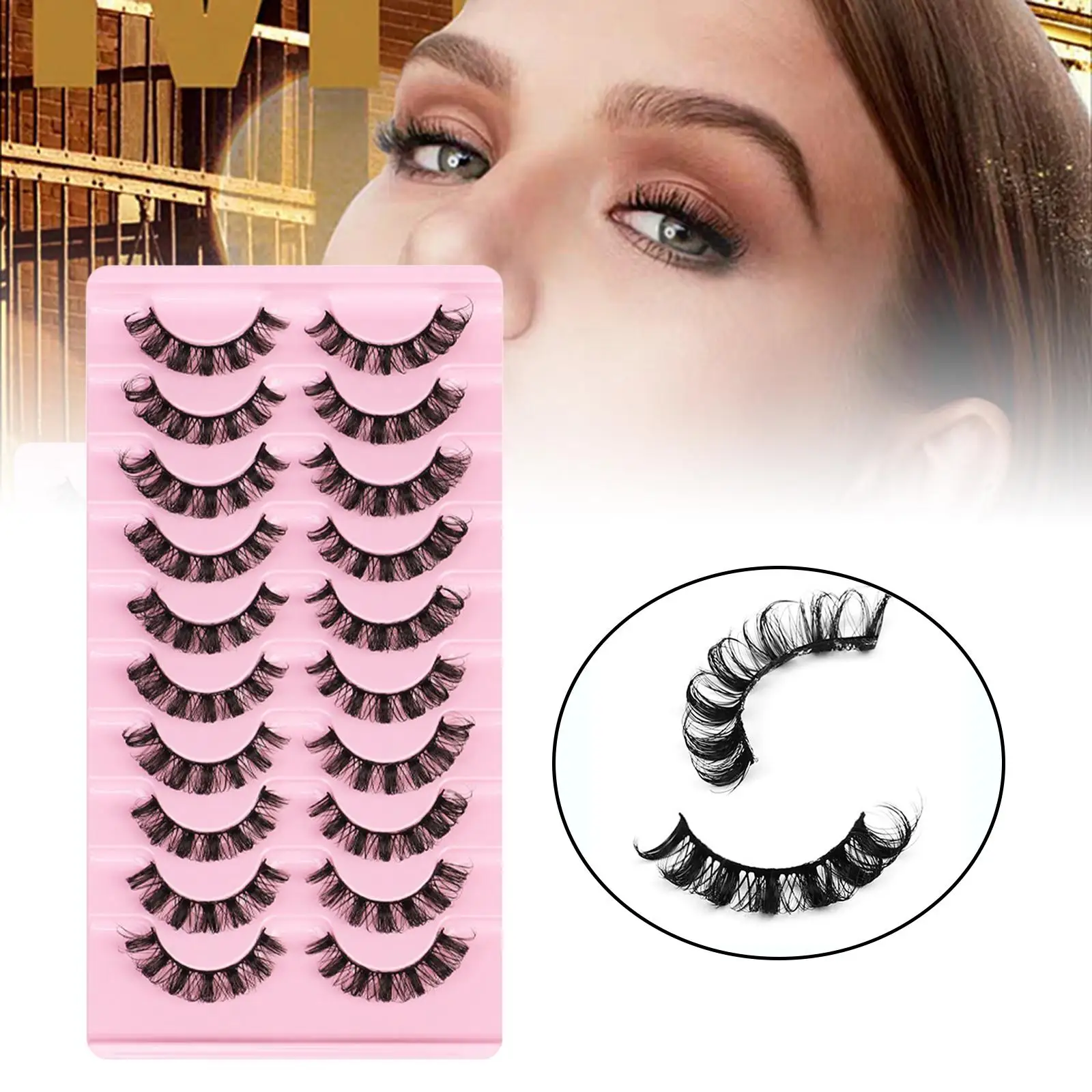 10 Pairs Russian Strip Lashes DD Curl Curly Eye Lashes Natural Doll Look Lasted Hot Style Lightweight Popular Accessories 