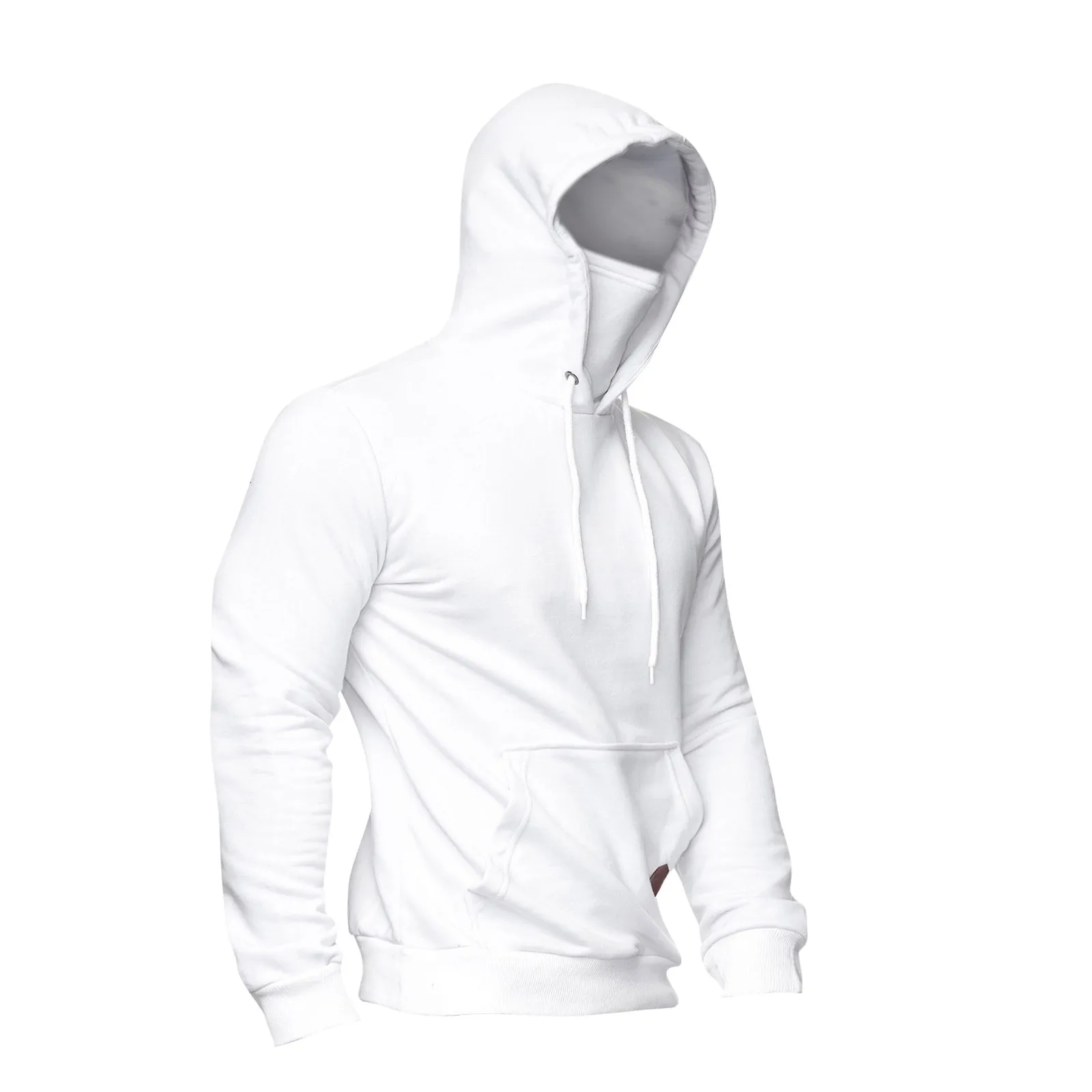 Sudadera con capucha de manga larga para hombre, Jersey deportivo de Color sólido con máscara, ropa de calle informal, Y2k, novedad de 2023