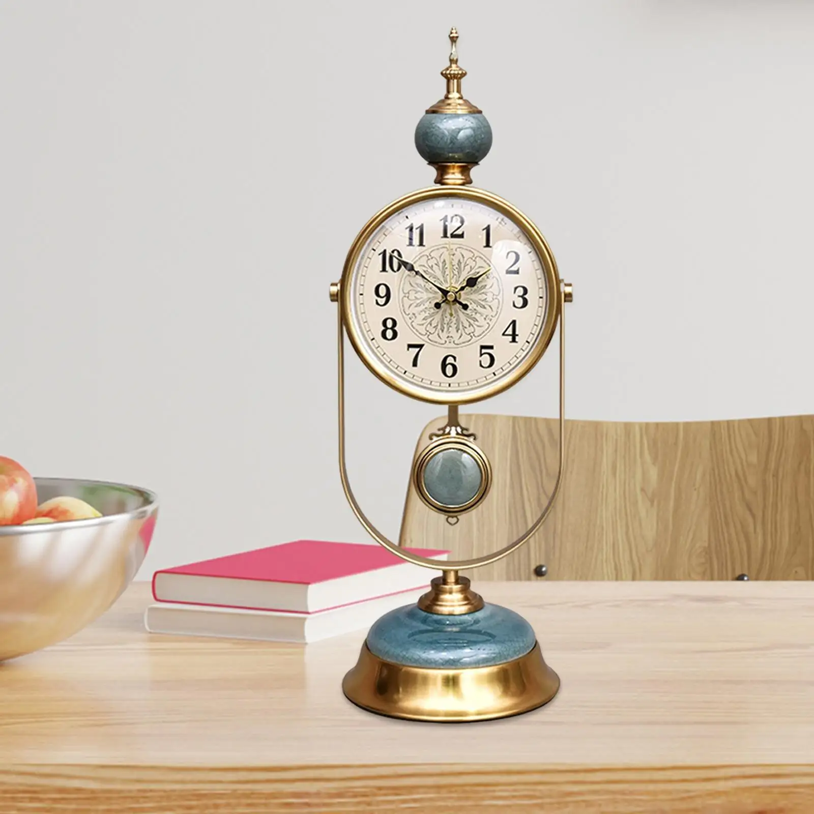 Metal Frame Ceramic Analog Clock Nordic Simple Style Home Decor Desk Clocks for Bedrooms Living Room Mantel NightStand Indoor