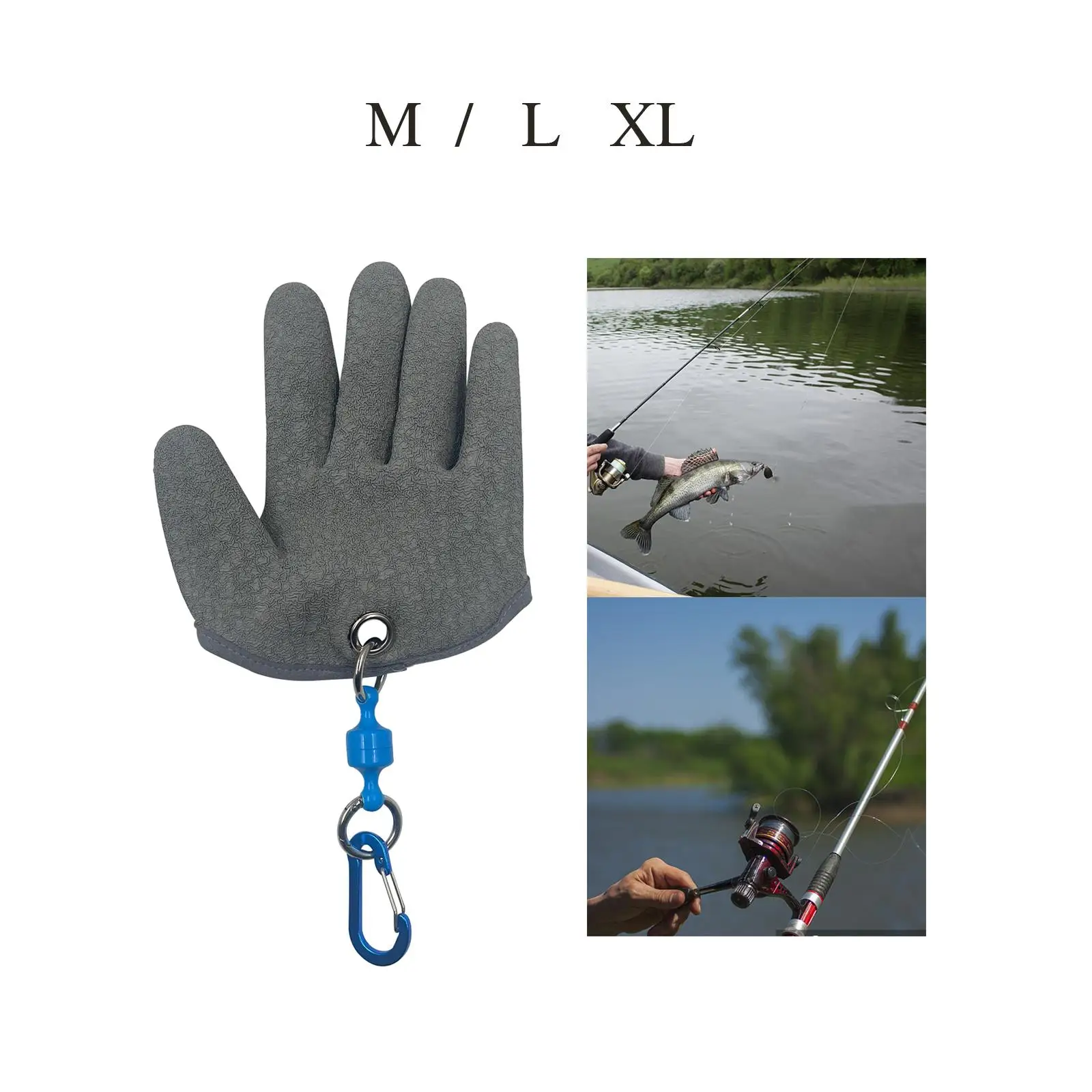 Left Hand Fish Glove Puncture Resistant Fishing Tool with Anti Lose Buckle Nonslip Fishing Glove for Catching Gardening Cleaning