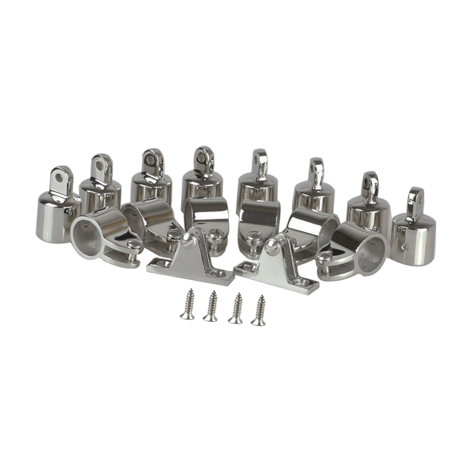 Bimini Top Hardware Bimini Top Fittings Stainless Steel Deck Hinge 16Pcs Cap External Eye End Marine Hardware Easily to Install