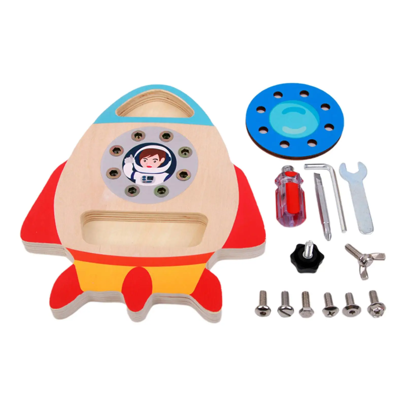Montessori Rocket Shaped Screwdriver Board Set Educational Sensory Learning Toy Screw Building Construction Set for Children Boy