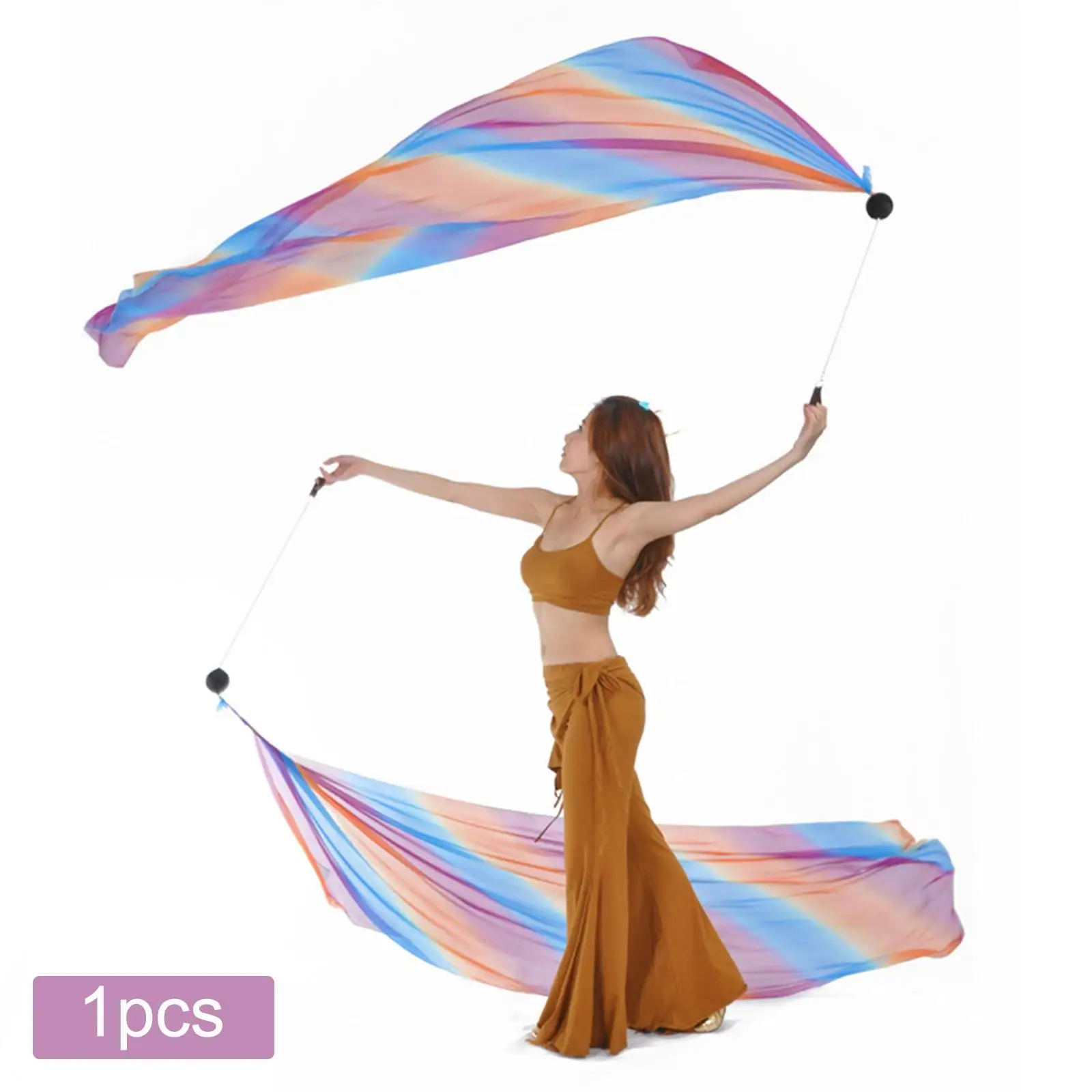 Smooth Flowy Silky Veil Poi Throw Balls Scarf Set Belly Dance Yoga Costume