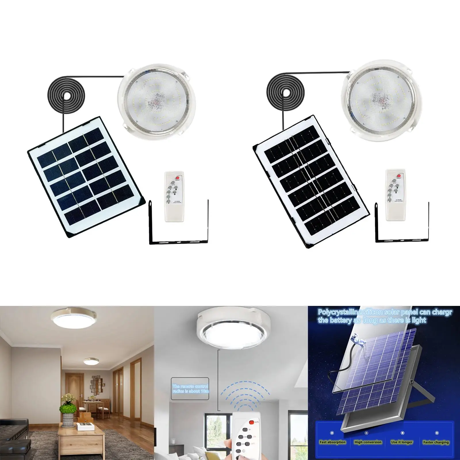 Modern Indoor Solar Ceiling Light Lighting Fixture IP65 Waterproof Remote Control with Line Solar Power Lamp for Outdoor Home