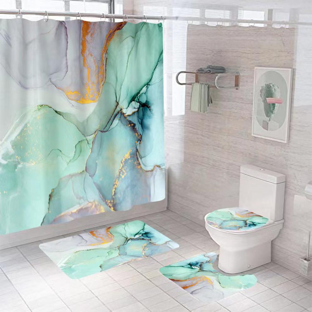 Modern Style Marble Polyester Shower Curtain Bathing display picture 1
