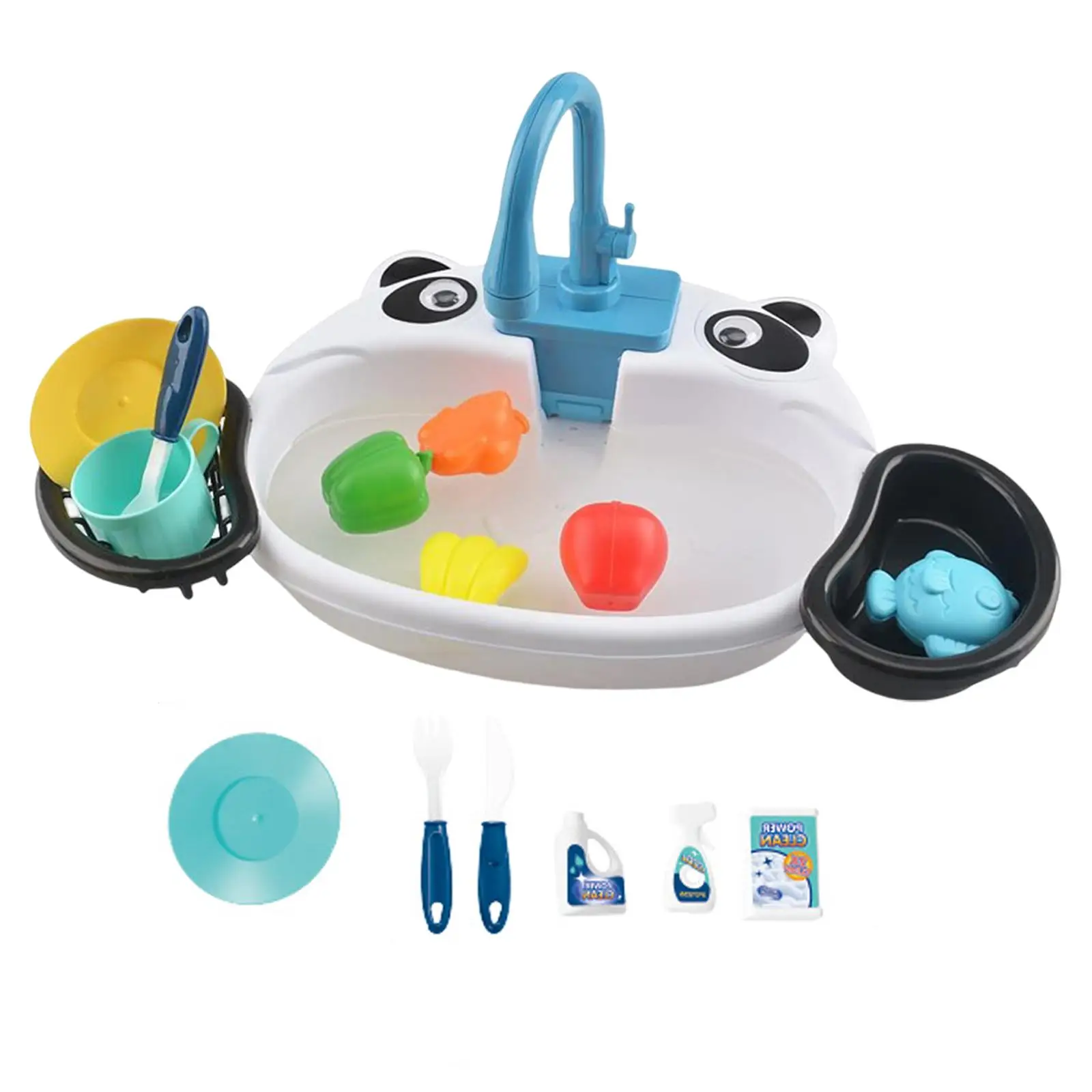 Play Sink Toys with Running Water Play Set Educational Gifts Wash up Automatic Water Cycle System Simulated for Role Play Gift