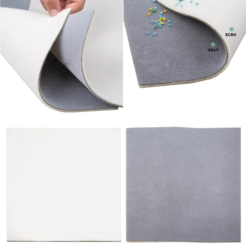 Set of 2 Foam Bead Mats in Gray and Jewelry Stringing Mat Beading Tools Non-Slip Mats for DIY Beading Projects R3MC