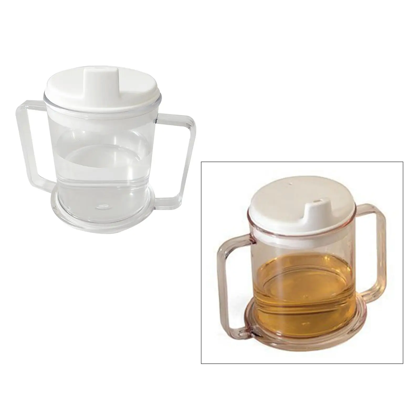 Double Handle Mug, Reuseable Wide Base Large Handles 10 oz. Cup Adult Drinking Cup Mug