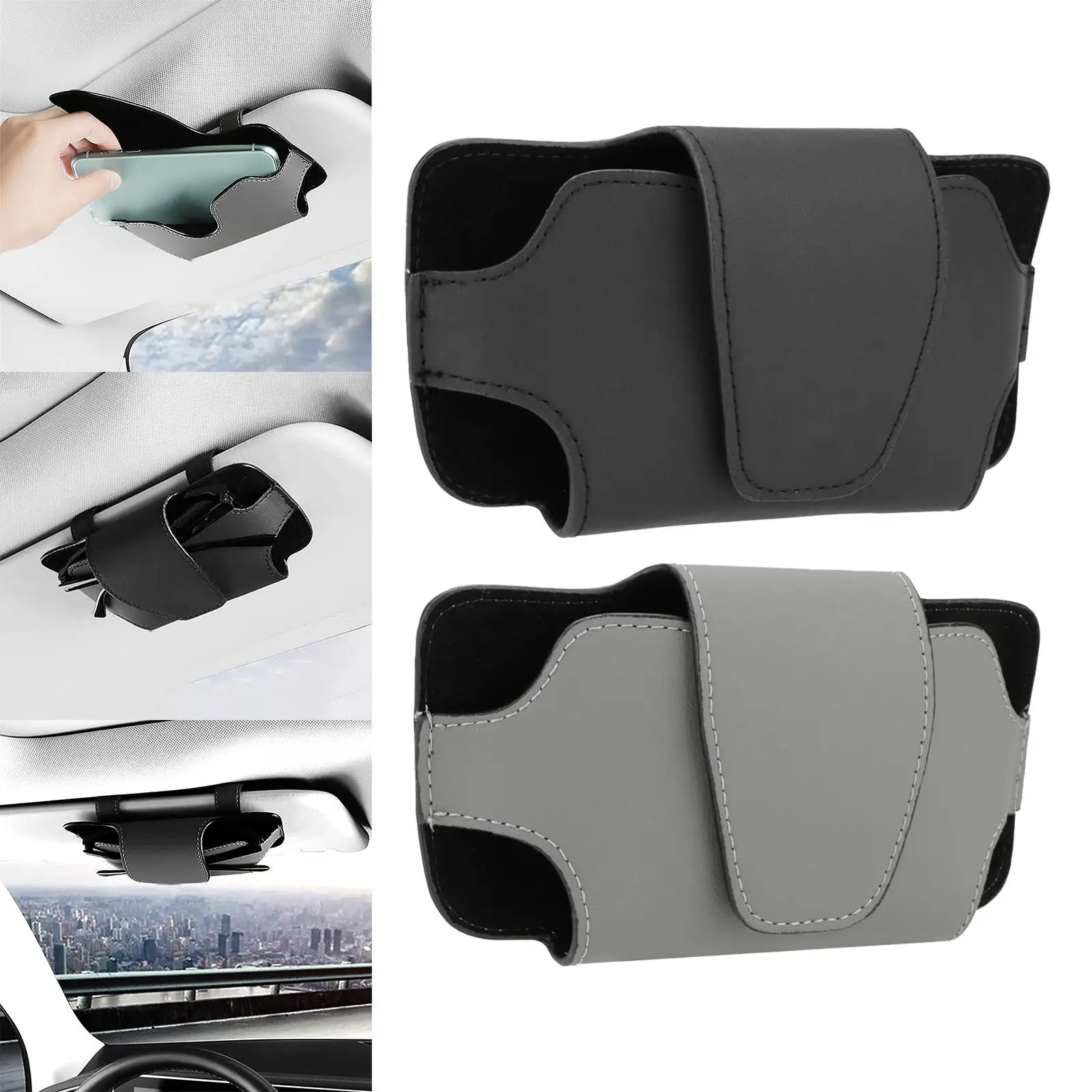 Car Storage Bag Portable Protective Phone Case Holder Clip for Vehicle Licenses