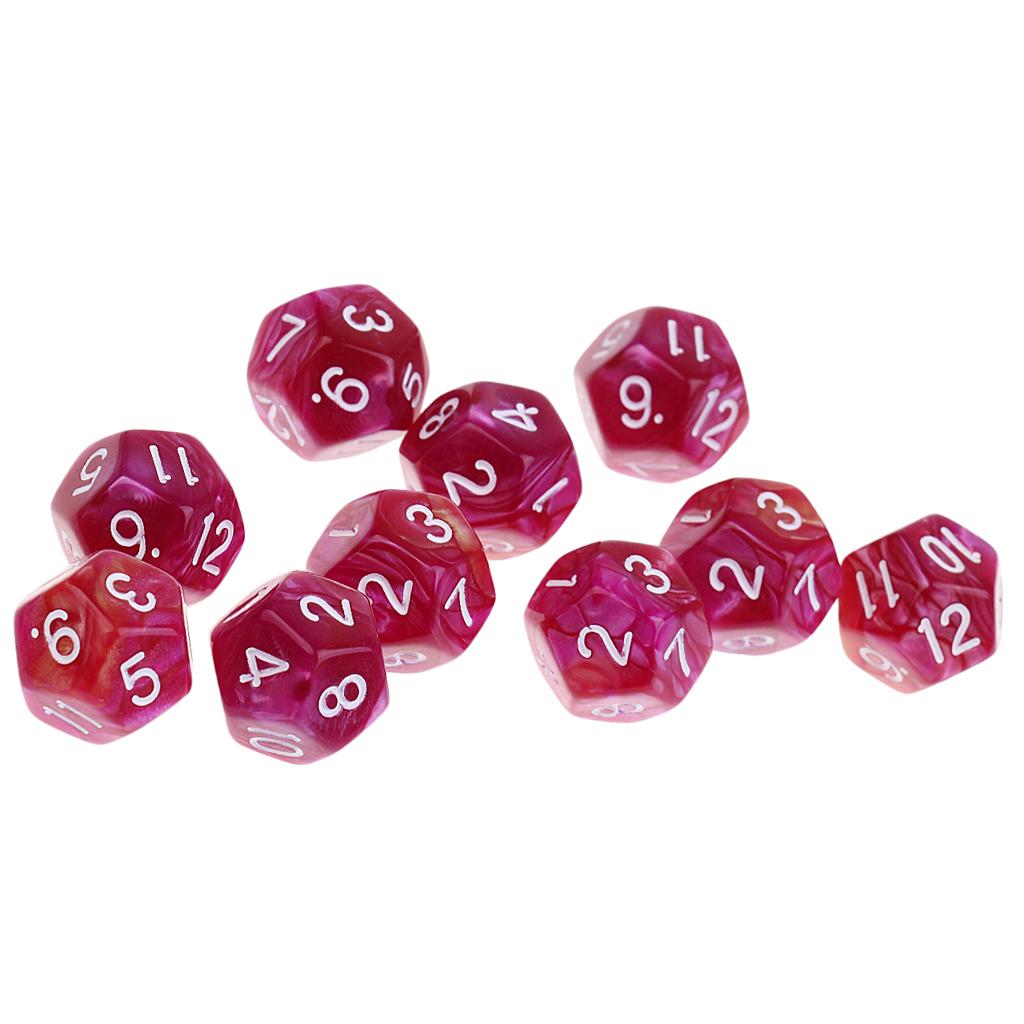 10 Pcs Polyhedral Dices 1-12 Numbers D12 Die for Casino Gambling House Props