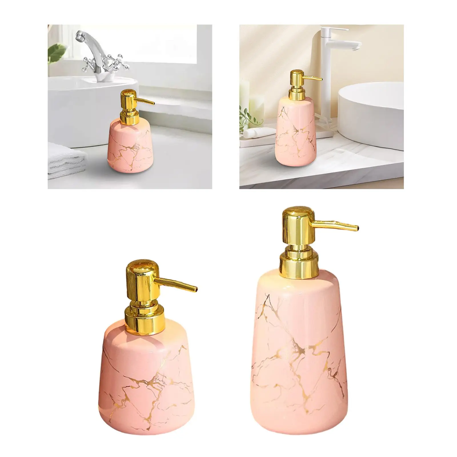 Soap Dispenser Pump Press Bottle Ceramic Marble Pattern Shower Soap Dispenser for Countertop Bathroom Hotel Laundry Household