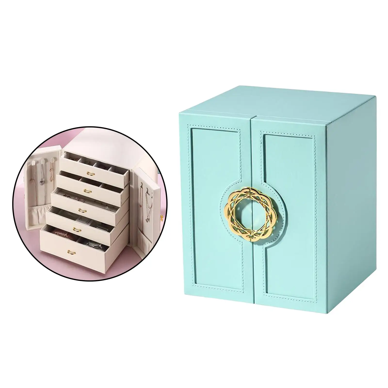 Jewelry Box,5 Pull-out Drawers Necklace  Earring Storage Gift Case Watch