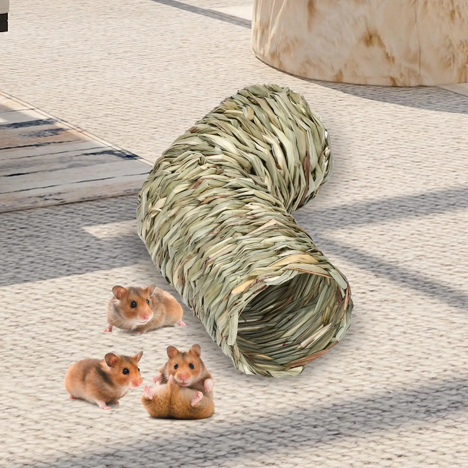 Hamster Grass Tunnel Toy Hideaway Rabbit Tunnel Tube Interactive Toy for Gerbils
