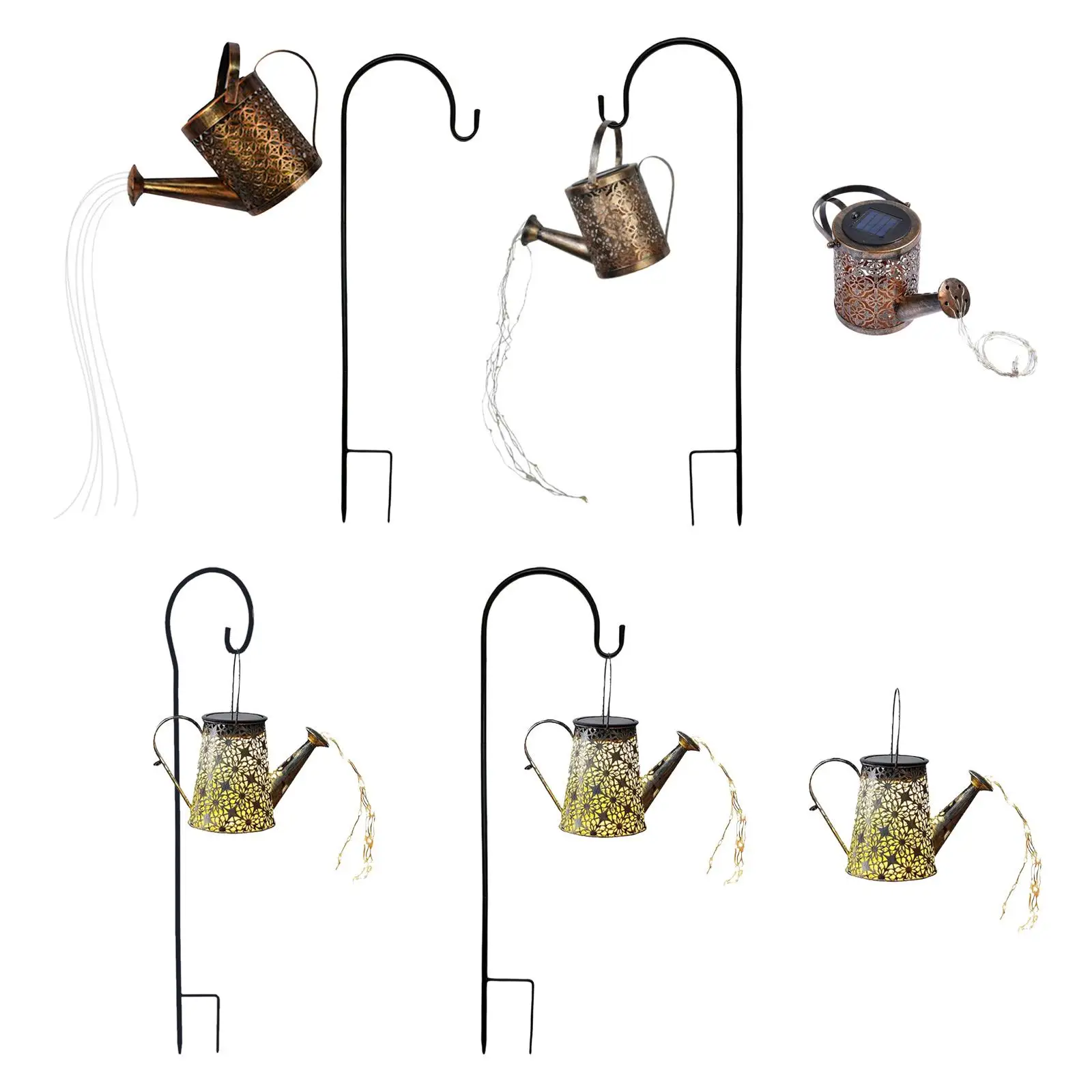 Outdoor Solar Watering Can Lights Lantern Lamp Hanging Kettle Lantern Light Ornament for Walkway Porch Lawn Pathway Patio