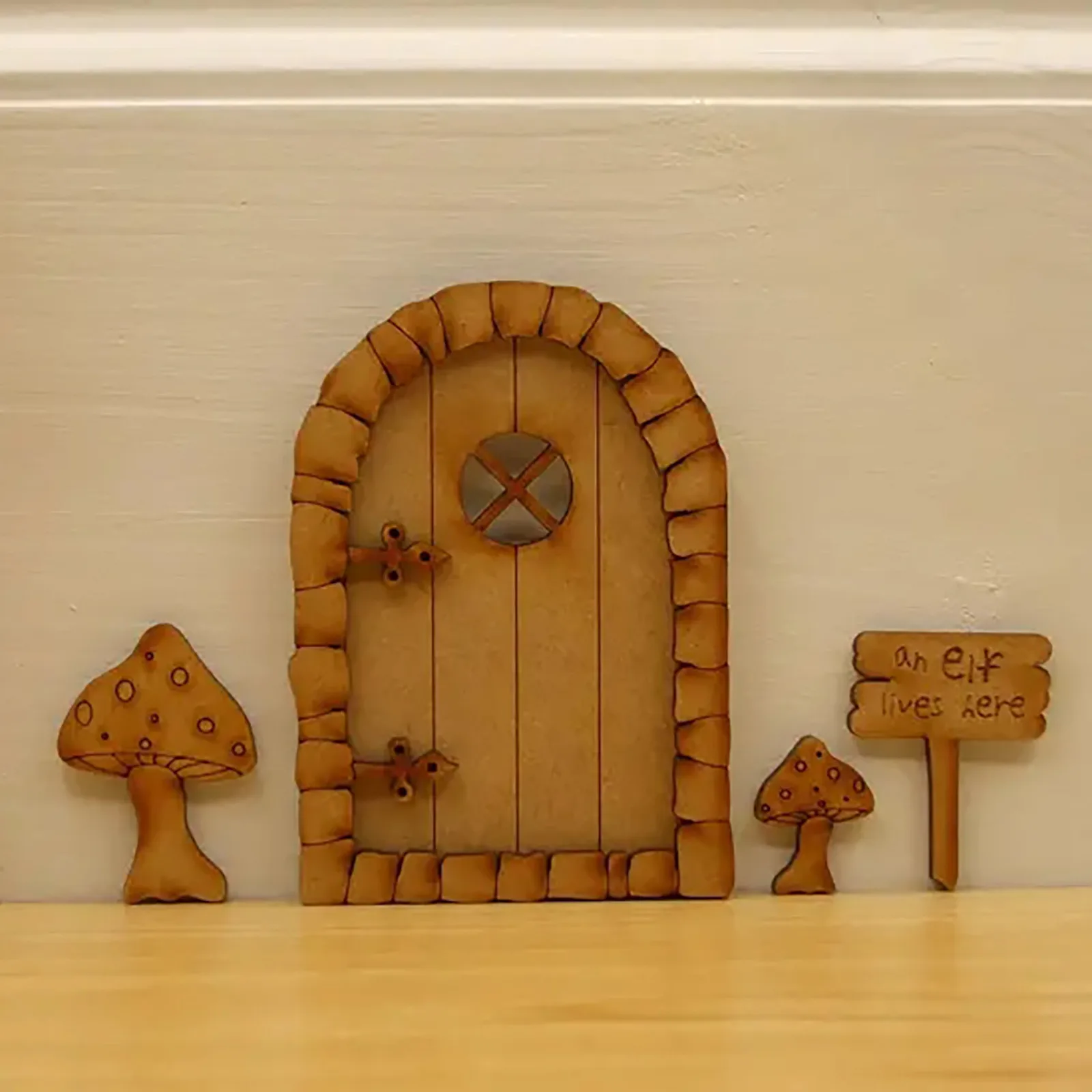 Fairy Garden Decor Miniature Wooden Door Small Ornaments Narnia Door 3D Assembly Kit DIY Art Craft Fairy Door Yard Tree Decoration 