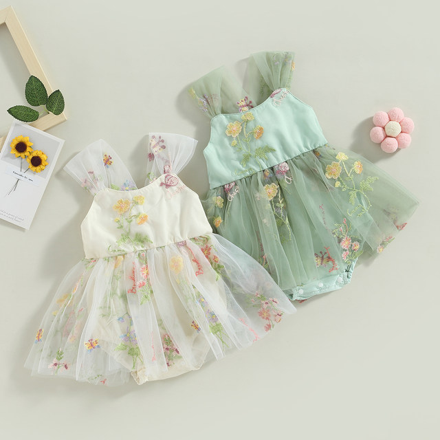 FYMNSI Vestito Da Bambina Per Neonati, Per Battesimi, Per Neonati, In Pizzo, Estivo, Per Feste, 1° Compleanno, Per Feste, Bianco, 0-6 Mesi - 5