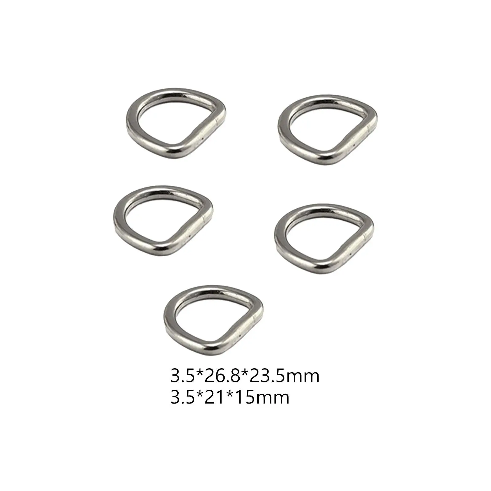 5x Metal D Rings Replacement Heavy Duty Seamless Steel D Hook Buckle for Hammock Pets Collars Keychains Bag Straps Purses