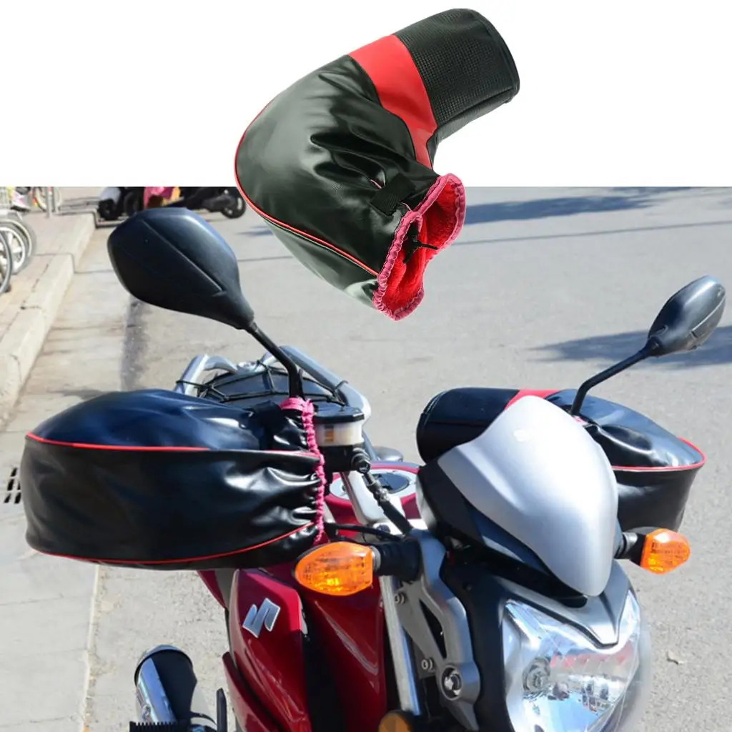 1 Pair Waterproof Motorcycle Grip Handlebar Muff  Thermal Cover Cold-Proof Windproof Gloves Fit for 7/8