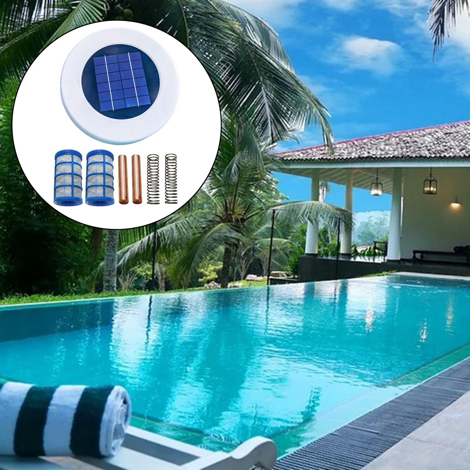 Solar Power Swimming Pool Purifier Solar Pool Ionizer Swimming Pool Water Algae Inhibition Chlorine-Free Water Processor Tool