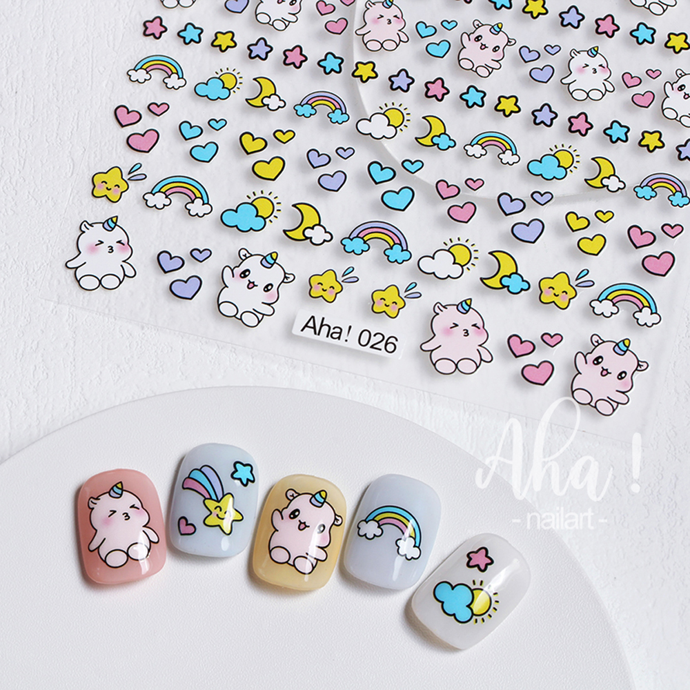 Best of 1Sheet Forest Unicorn Nail Art Stickers Dreamy Rainbow Lovely Decal Back Glue Korean Star Moon DIY Manicure Slider Parts TG #024 Reviews & Tips - Image 3