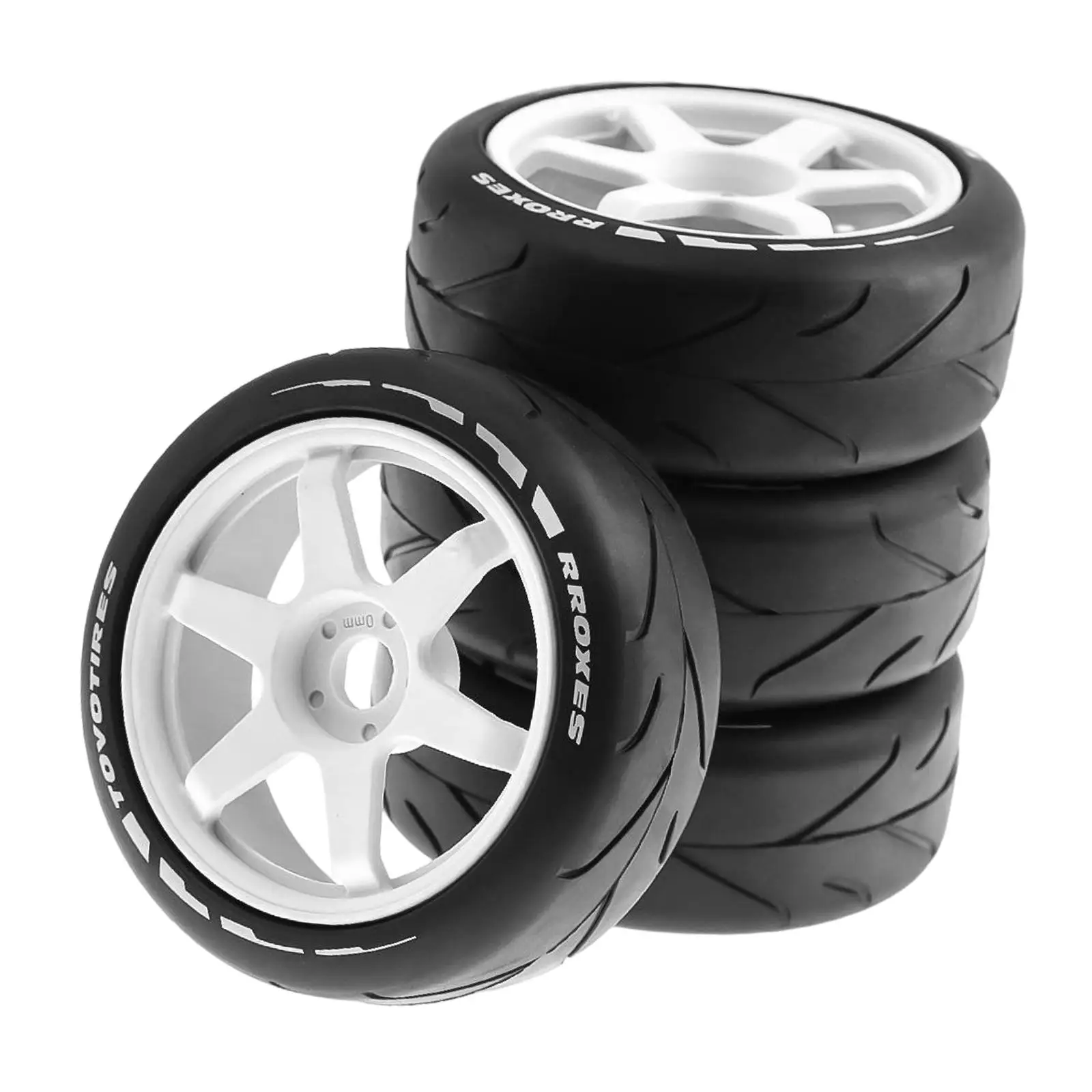 4 Pieces Rubber Wheel Rim and Tires Replacements for 1:8 Scale Trucks Crawler RC Car DIY Accessory