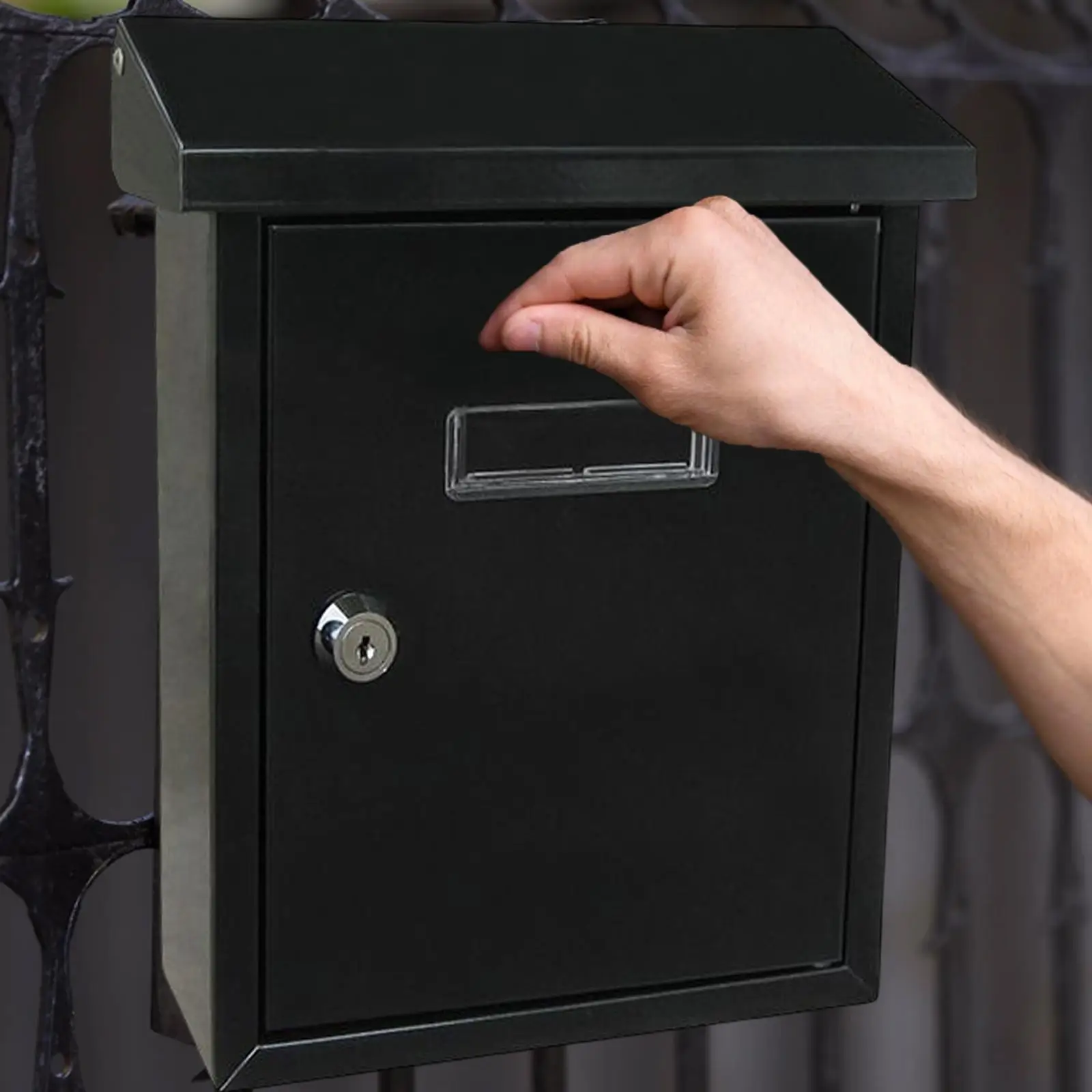 Outdoor Wall Mount Mailbox, Newspaper Letterbox, Iron Decorative Lockable Mail