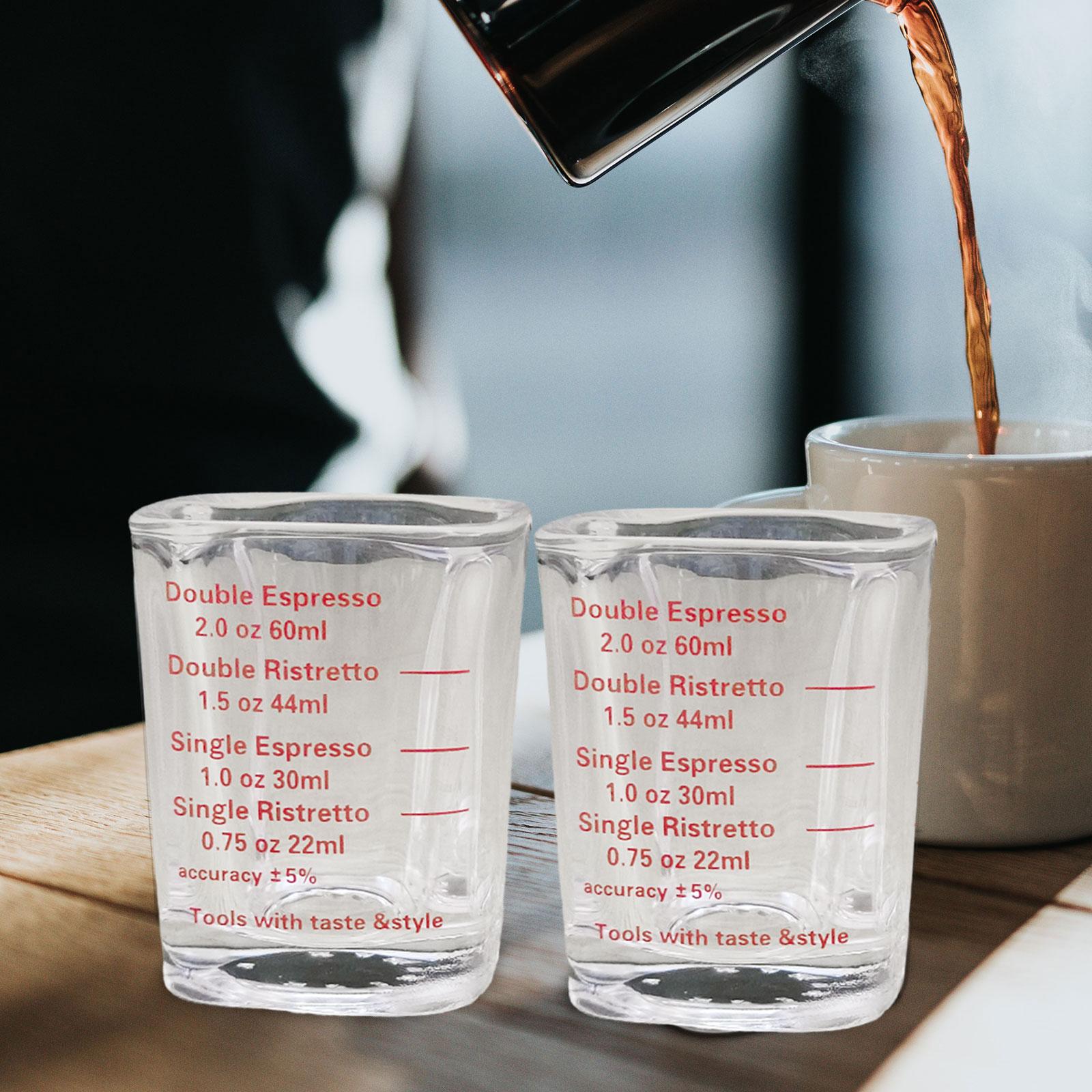 Title 5, 2Pcs Espresso Glass Measuring Cup Clear Red Lin...