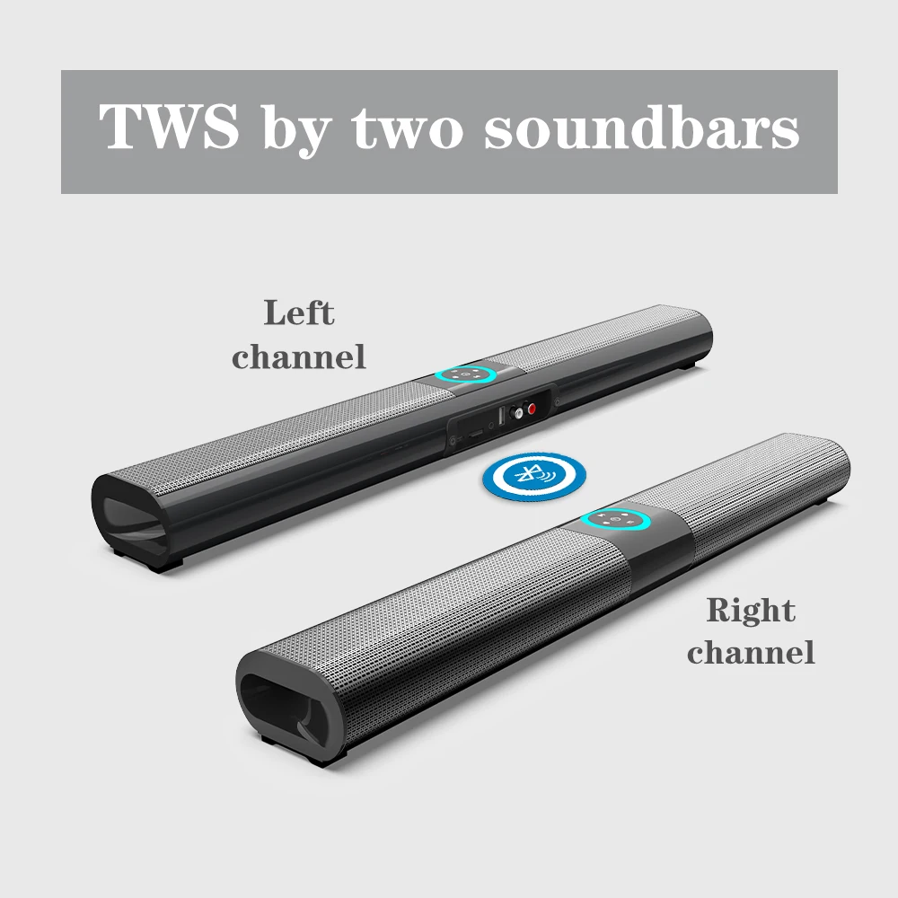 Upgrade your audio experience with two wireless Bluetooth soundbars featuring superior sound quality and the text tws by two soundbars.