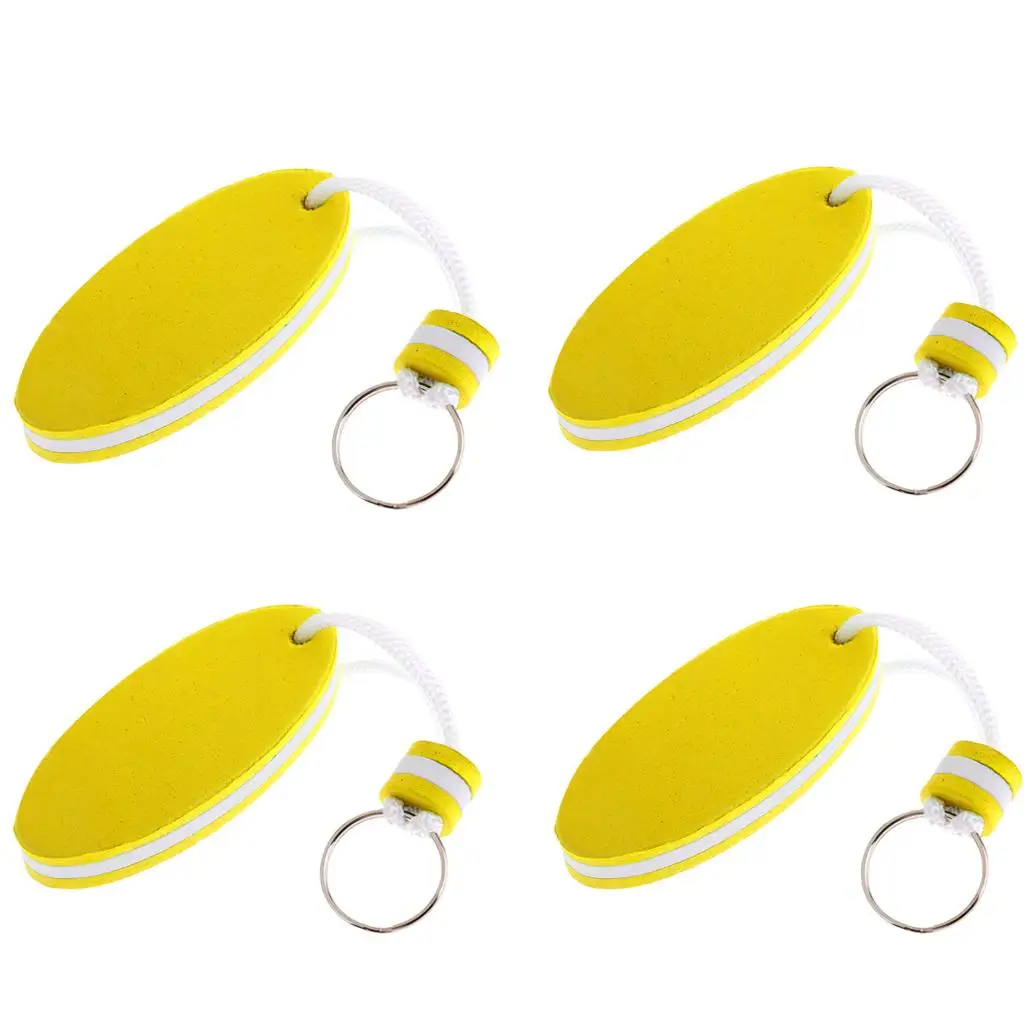 4Pcs Yellow Oval Shaped EVA Foam Floating  Canoe Boat Keychain Yellow