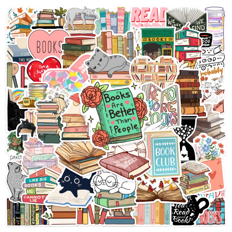 10/25/50 Stück Lesebücher Aufkleber für DIY Koffer Wasserflasche Telefon Gitarre Laptop Auto Scrapbooking Skateboard – Detail 2