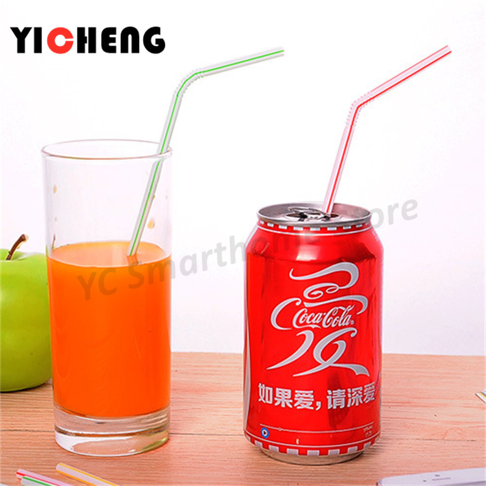 Description Picture 6 of item100Pcs Elbow flexible straw fruit juice carbonated beverage coffee milk tea coke straws plastic A drinking straw