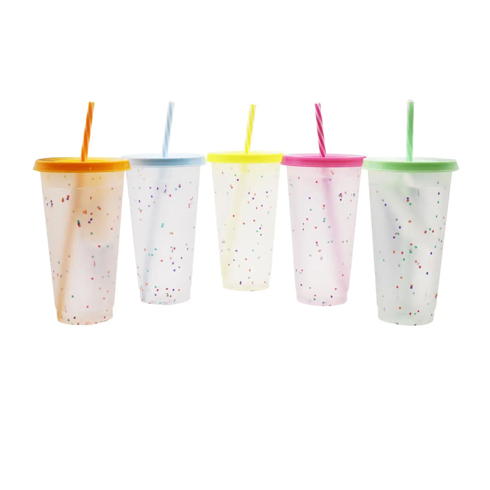 5 Pieces Color Changing Cups with Lids  Cold Drink Tumblers for Travel Home