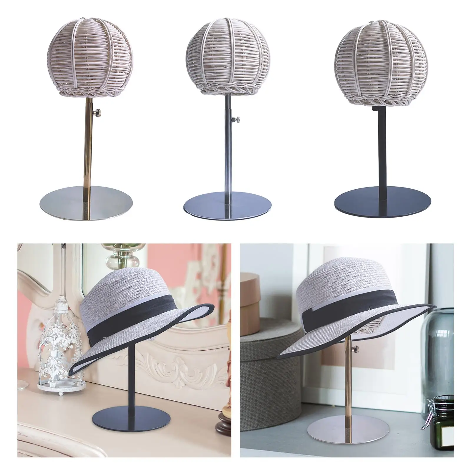 Hat Stand Durable Multipurpose Adjustable Height Stainless Steel Cap Storage Holder Hat Display Rack for Shop Home Styling Salon