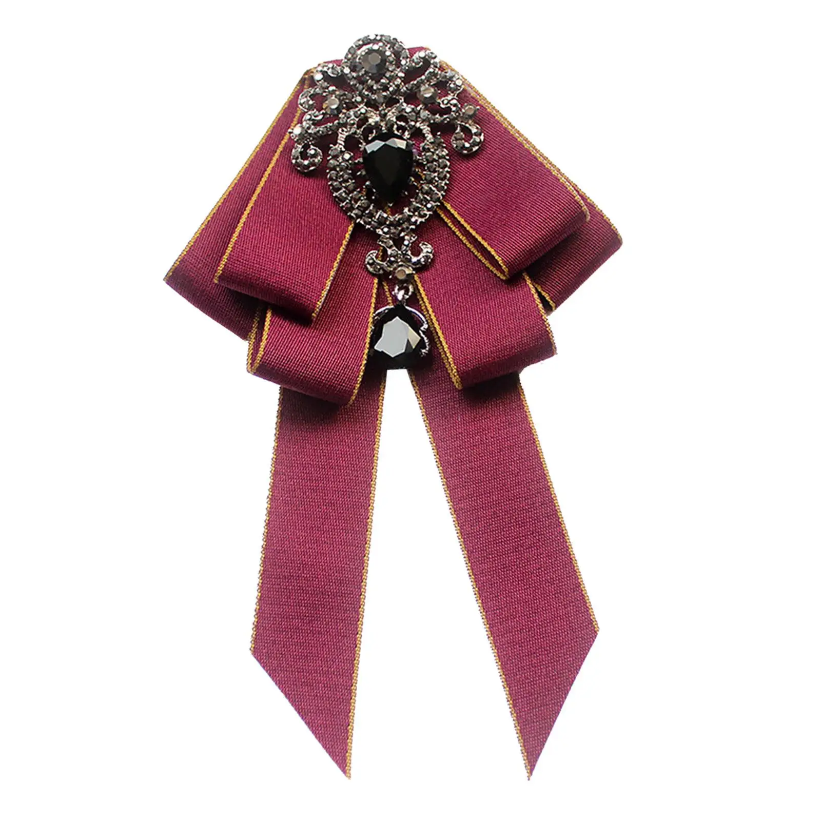 Women`s Bow Tie Adjustable Clothes Decoration Ribbon Brooch for Wedding Lady