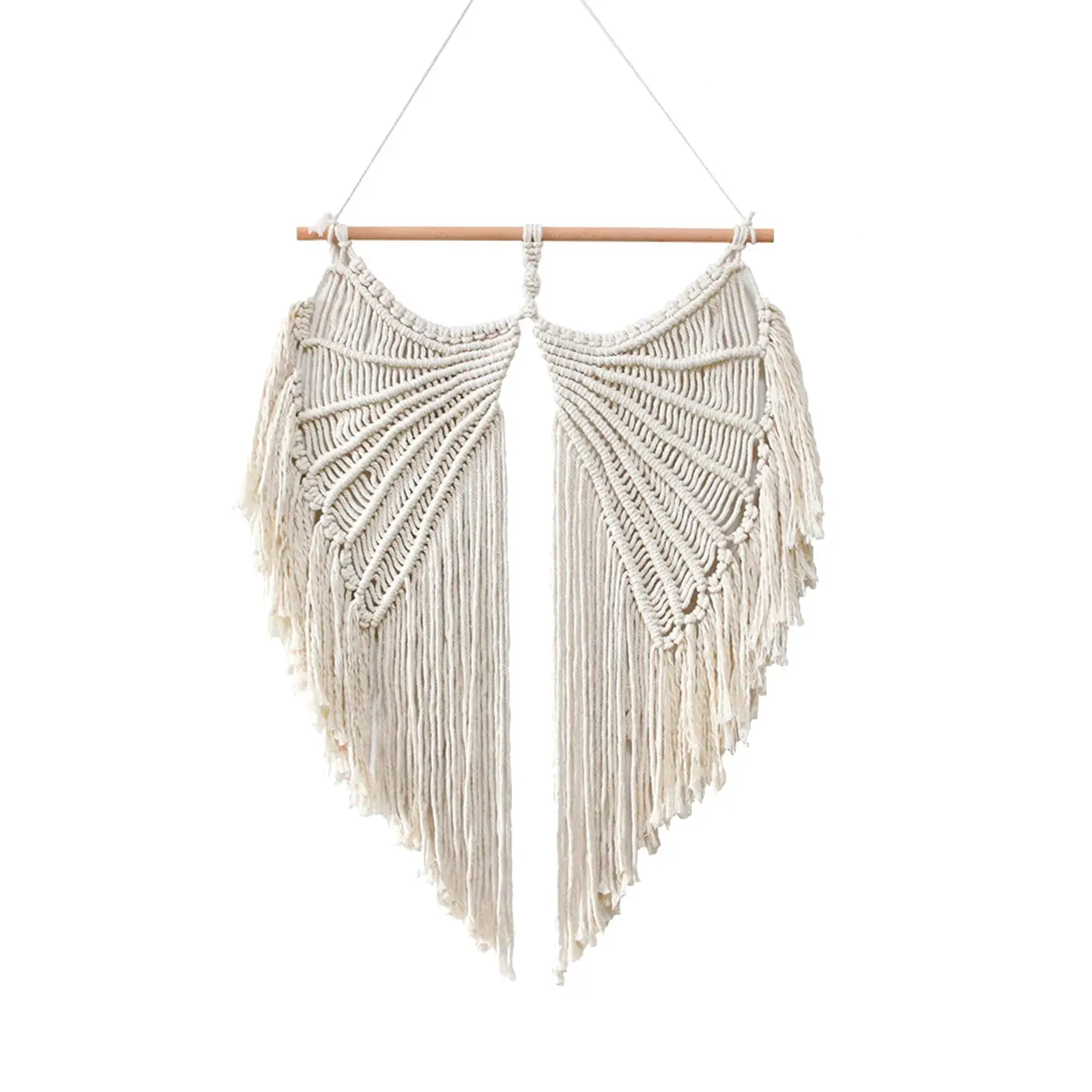 Macrame Wall Hanging Ornaments with Long Tassels Handmade Angel Wing Tapestry for Wedding Dorm Living Room Apartment Party