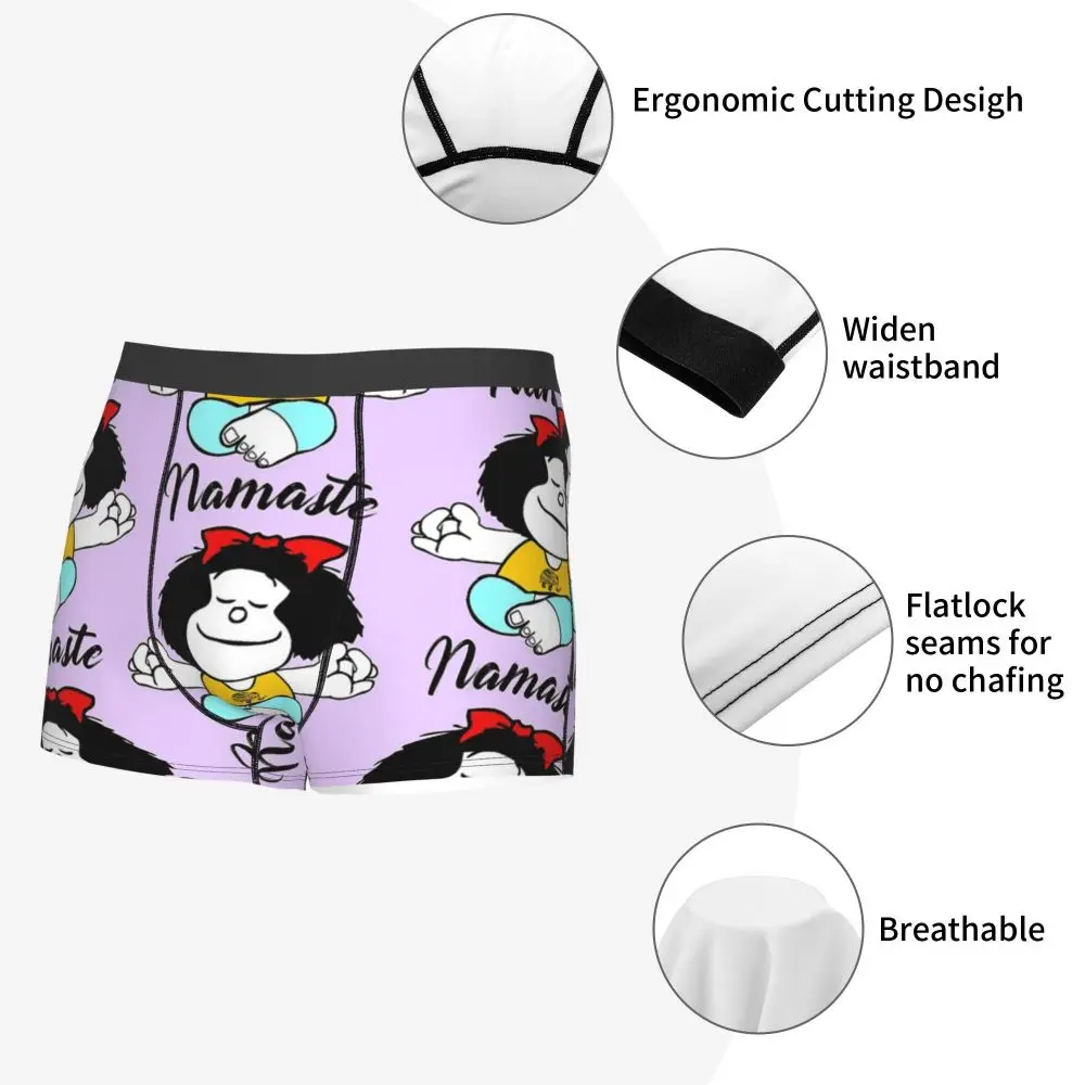 Novelty Boxer Shorts Panties Briefs Man Mafalda Namaste Underwear Kawaii Cartoon Breathable Underpants for Male Plus Size trunk underwear