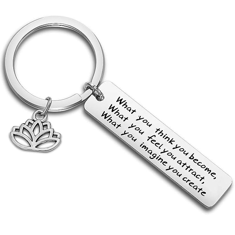 Buddhistische inspirierende Zitat Schlüssel bund, was Sie denken, Sie werden Buddha Schmuck inspirierende Geschenk – Detail 3