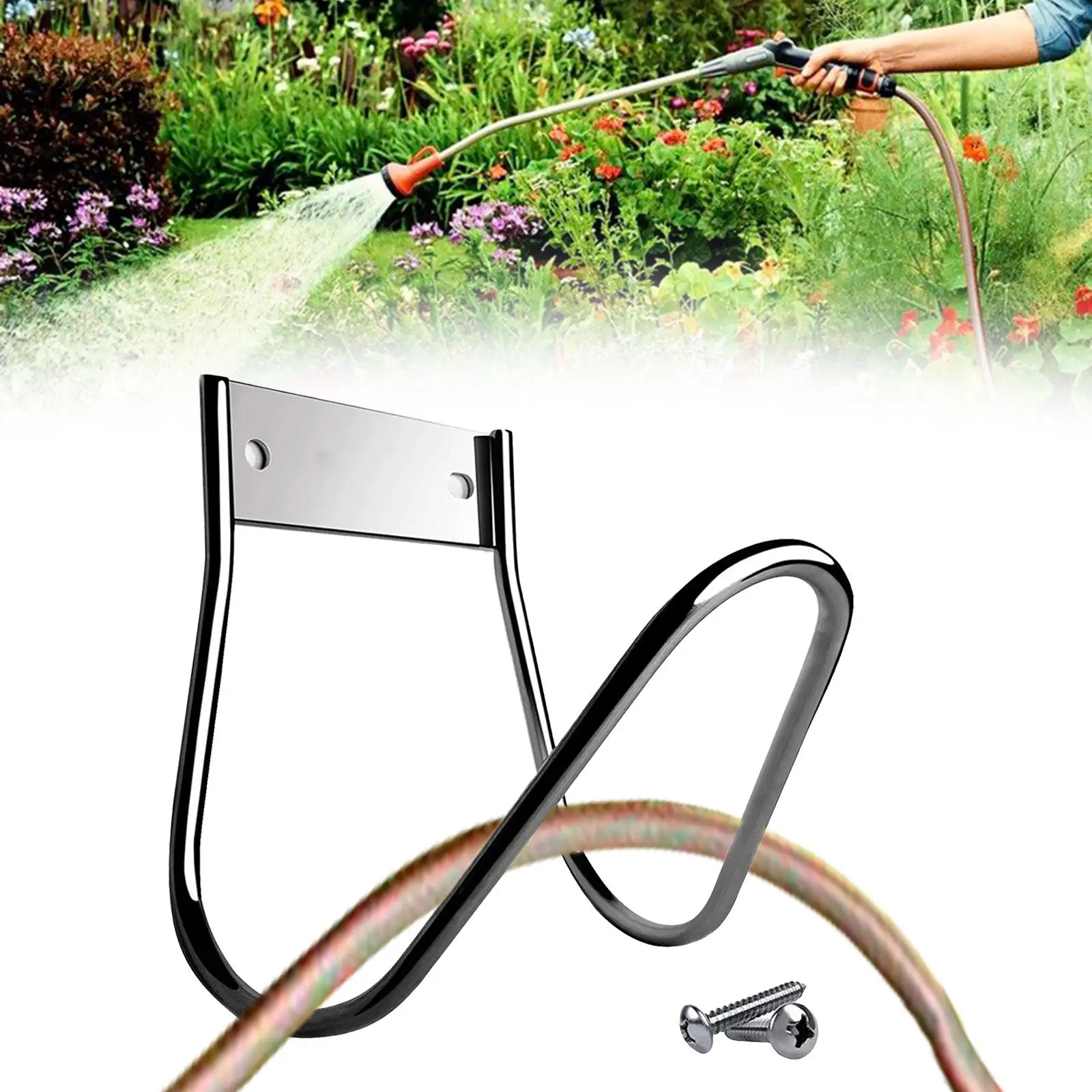 Garden Hose Holder Wall Mounted Stainless Steel Durable Hose Reel Holder Hose Hook Garden Hose Rack for Outside Extension Cords
