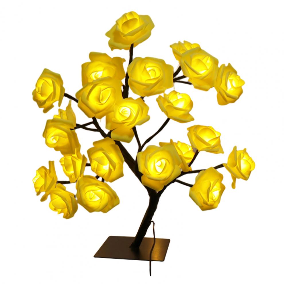 LED Cool Appearance Rose Tree Night Light Plastic Valentine's Day Rose Tree Table Light Home Decor