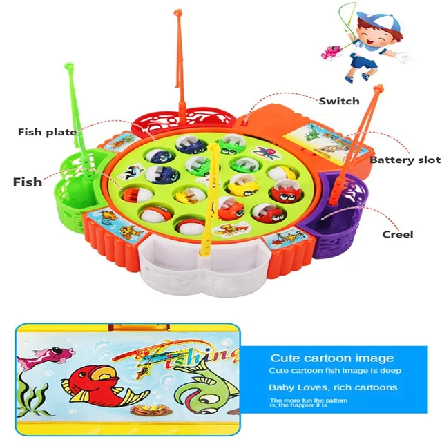 Kids Magnetic Fishing Play for Children Electric Fishing Toy Have Music  Spinning Game Fish Rod Education Baby 3 Year Gifts