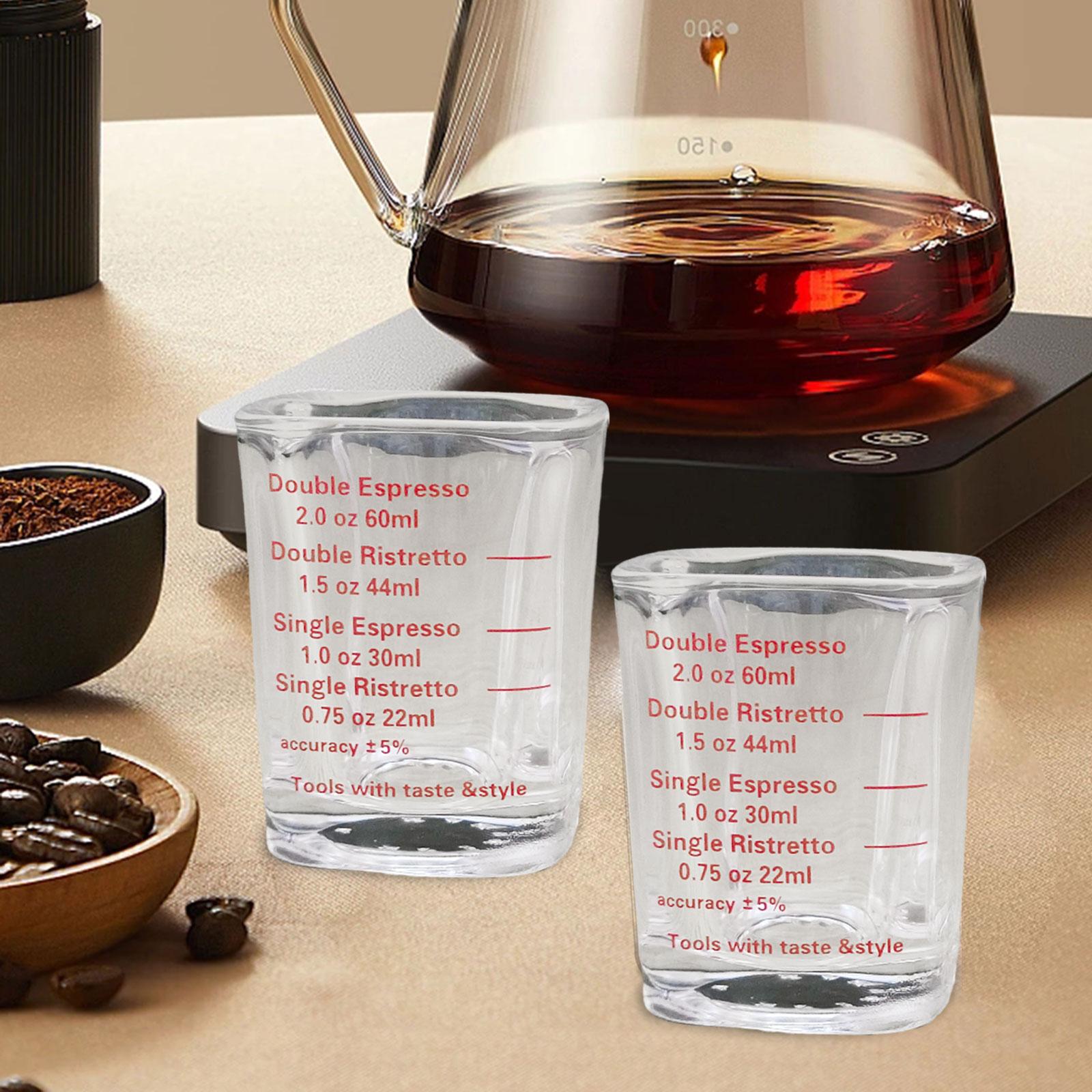 Title 4, 2Pcs Espresso Glass Measuring Cup Clear Red Lin...