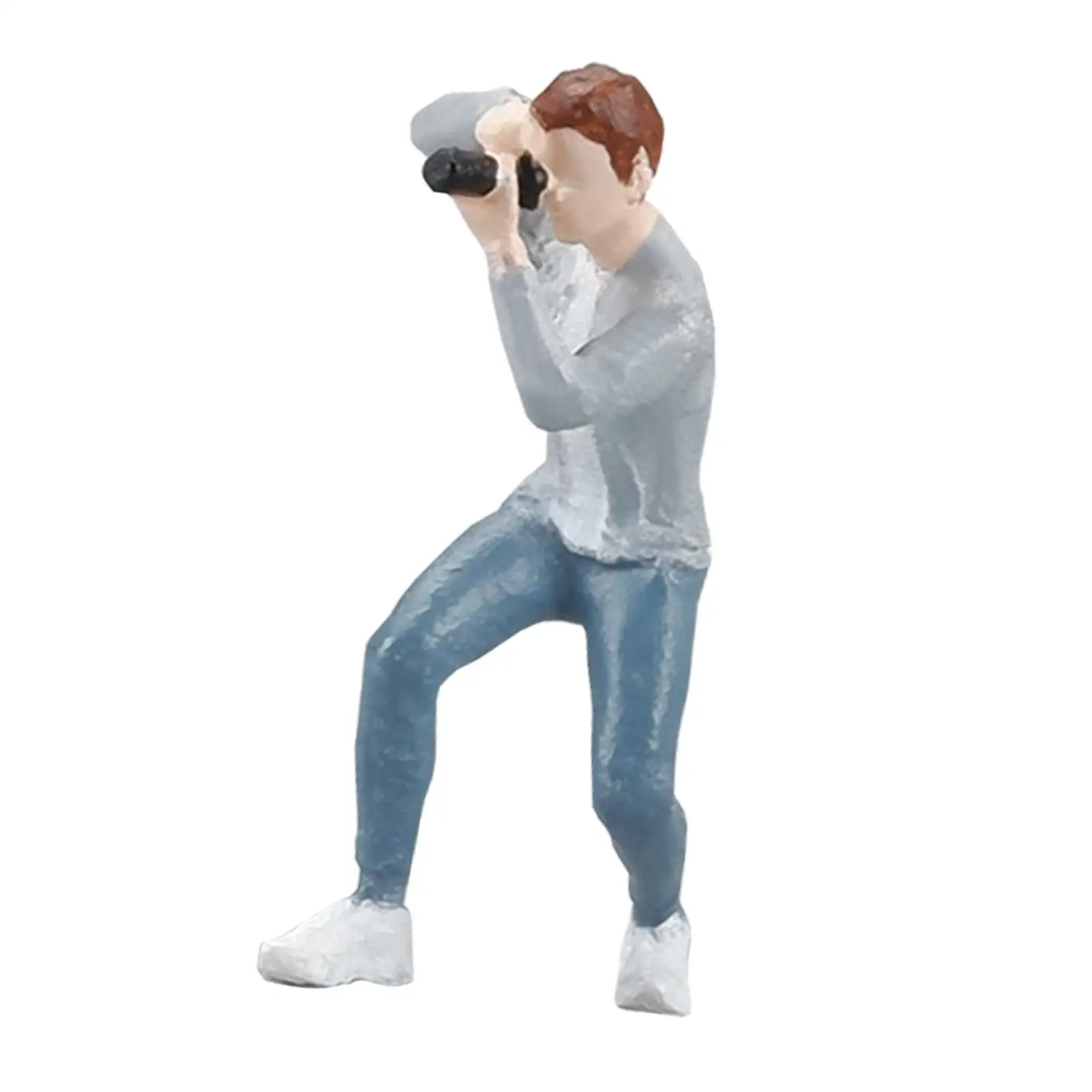 1/64 Scale Miniature Figure Photographer for Street Model Train Photo Props