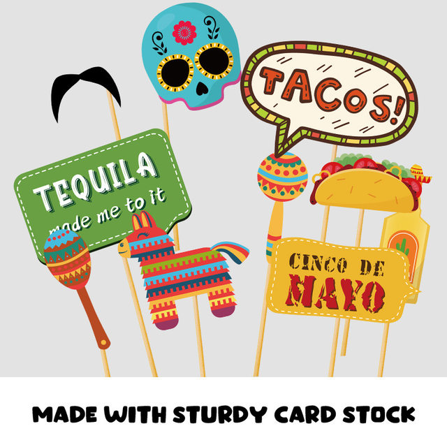 20Pcs Fiesta Mexican Party Cinco De Mayo Photo Booth Props for Mexican Cactus Taco Theme Party Decoration Birthday Party Supply - AliExpress for Free Printable Mexican Photo Booth Props